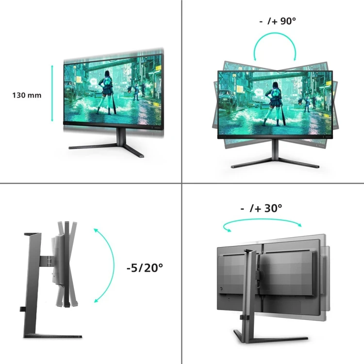 Philips Evnia 3000 25M2N3200U/00 monitor komputerowy 62,2 cm (24.5") 1920 x 1080 px Full HD LCD Szary