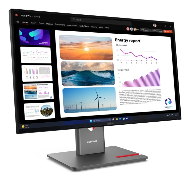 Monitor Lenovo ThinkVision P24q-40, 23,8", Systemy ochrony przed włamaniem (IPS), proporcje 16:9, 120 Hz, 4 ms, 2560x1440, 300 cd/m2, HDMI: 1, Krucza