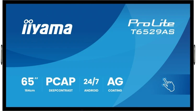 Interaktywny Wyświetlacz iiyama T6529AS-B1AG 65" All-In-One 3840x2160 4K UHD 4GB RAM 32GB Pamięci Android 14 2xHDMI+USB-C VESA 400x400