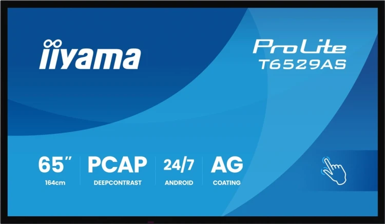 Interaktywny Wyświetlacz iiyama T6529AS-B1AG 65" All-In-One 3840x2160 4K UHD 4GB RAM 32GB Pamięci Android 14 2xHDMI+USB-C VESA 400x400