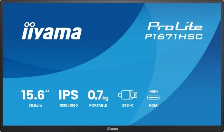 iiyama ProLite P1671HSC-B1 monitor komputerowy 39,6 cm (15.6") 1920 x 1080 px Full HD LED Czarny
