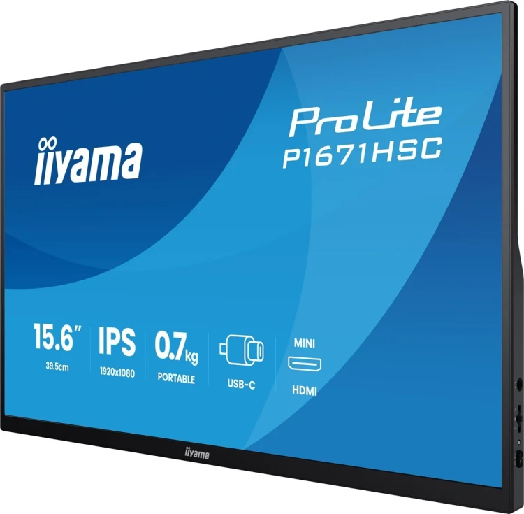 iiyama ProLite P1671HSC-B1 monitor komputerowy 39,6 cm (15.6") 1920 x 1080 px Full HD LED Czarny