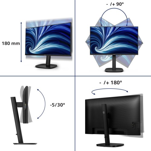 Philips 3000 series 24B2U3301D/00 monitor komputerowy 61,2 cm (24.1") 1920 x 1200 px WUXGA LCD Czarny
