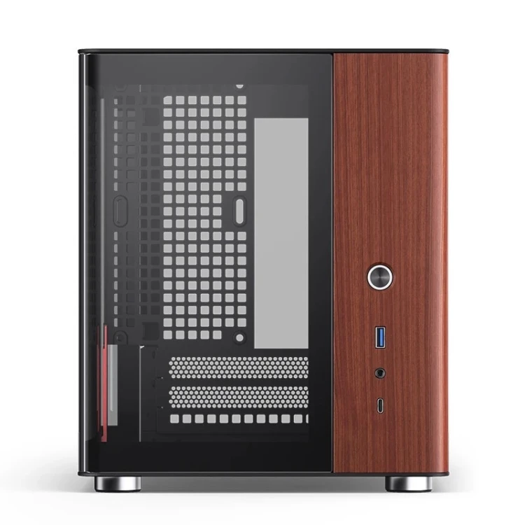 Obudowa PC Jonsbo TK-0, Mini-Tower, Mini-ITX, Tempered Glass, Holz - schwarz
