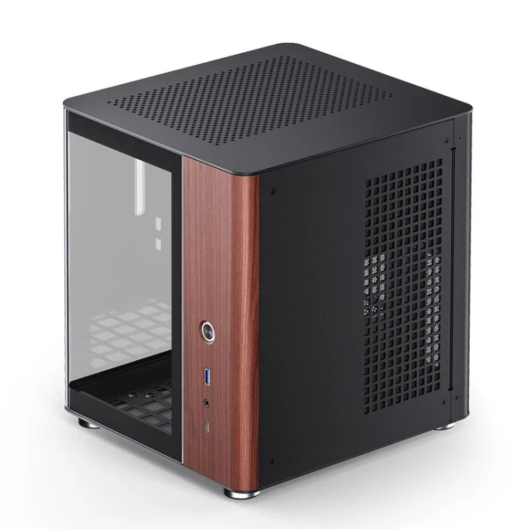 Obudowa PC Jonsbo TK-0, Mini-Tower, Mini-ITX, Tempered Glass, Holz - schwarz