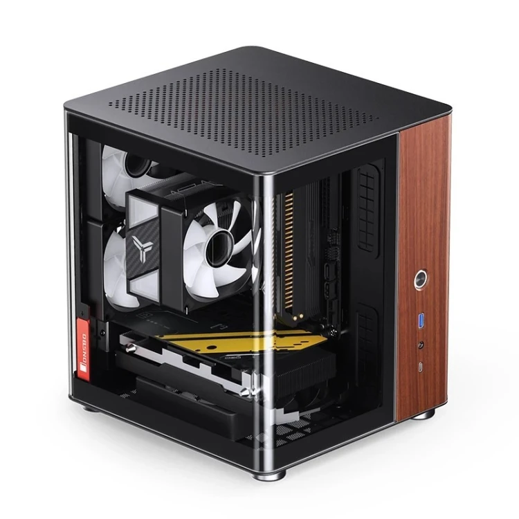 Obudowa PC Jonsbo TK-0, Mini-Tower, Mini-ITX, Tempered Glass, Holz - schwarz