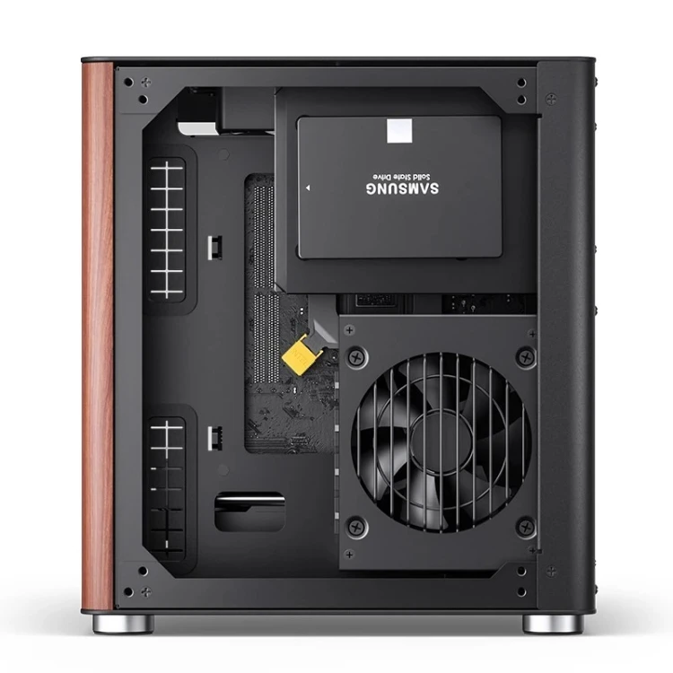 Obudowa PC Jonsbo TK-0, Mini-Tower, Mini-ITX, Tempered Glass, Holz - schwarz