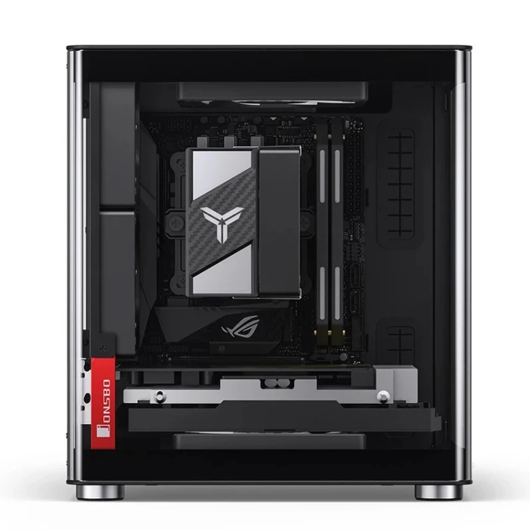 Obudowa PC Jonsbo TK-0, Mini-Tower, Mini-ITX, Tempered Glass, Holz - schwarz