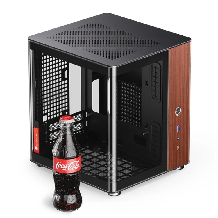 Obudowa PC Jonsbo TK-0, Mini-Tower, Mini-ITX, Tempered Glass, Holz - schwarz