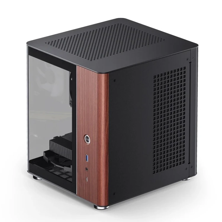 Obudowa PC Jonsbo TK-0, Mini-Tower, Mini-ITX, Tempered Glass, Holz - schwarz