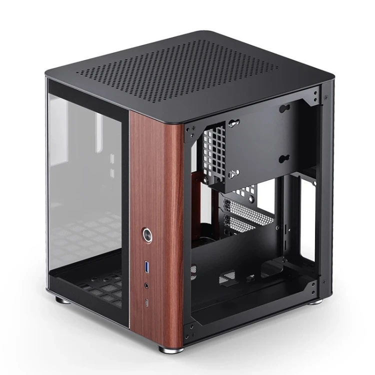 Obudowa PC Jonsbo TK-0, Mini-Tower, Mini-ITX, Tempered Glass, Holz - schwarz