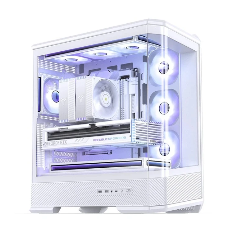 Obudowa PC Jonsbo D400, Midi Tower, ATX, Szkło Hartowane - biała