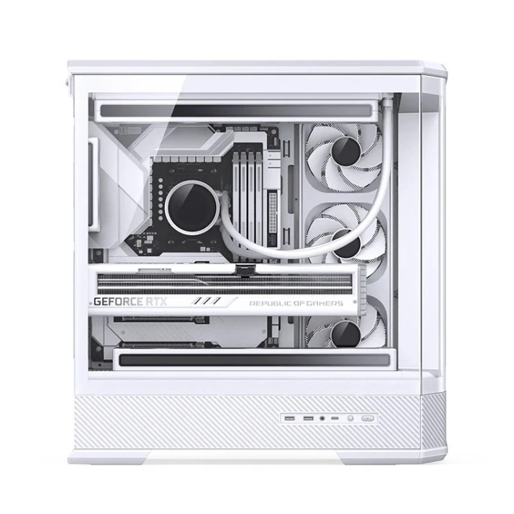Obudowa PC Jonsbo D400, Midi Tower, ATX, Szkło Hartowane - biała