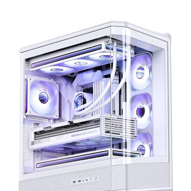 Obudowa PC Jonsbo D400, Midi Tower, ATX, Szkło Hartowane - biała