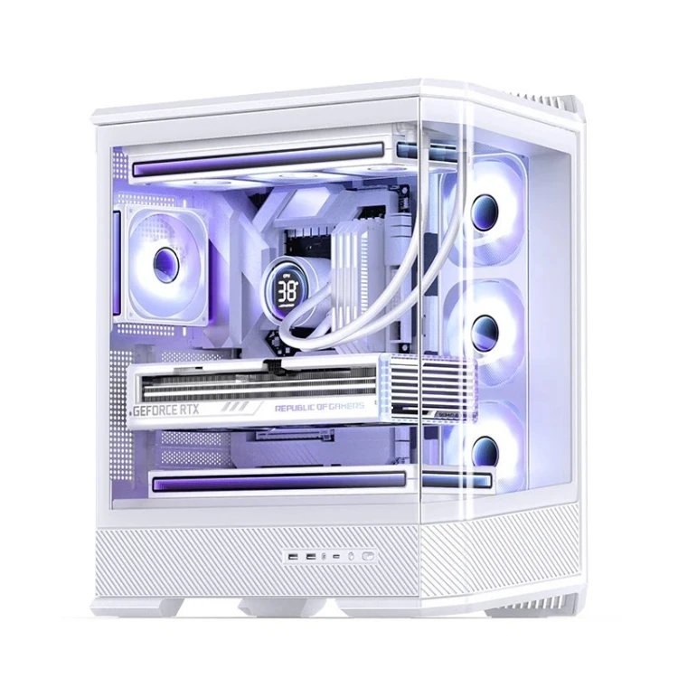 Obudowa PC Jonsbo D400, Midi Tower, ATX, Szkło Hartowane - biała