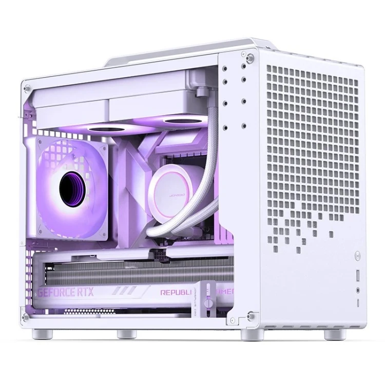 Obudowa Jonsplus Z20 GEJP-023 Mesh PC, Mini Tower, Micro-ATX, z uchwytem do przenoszenia - biała