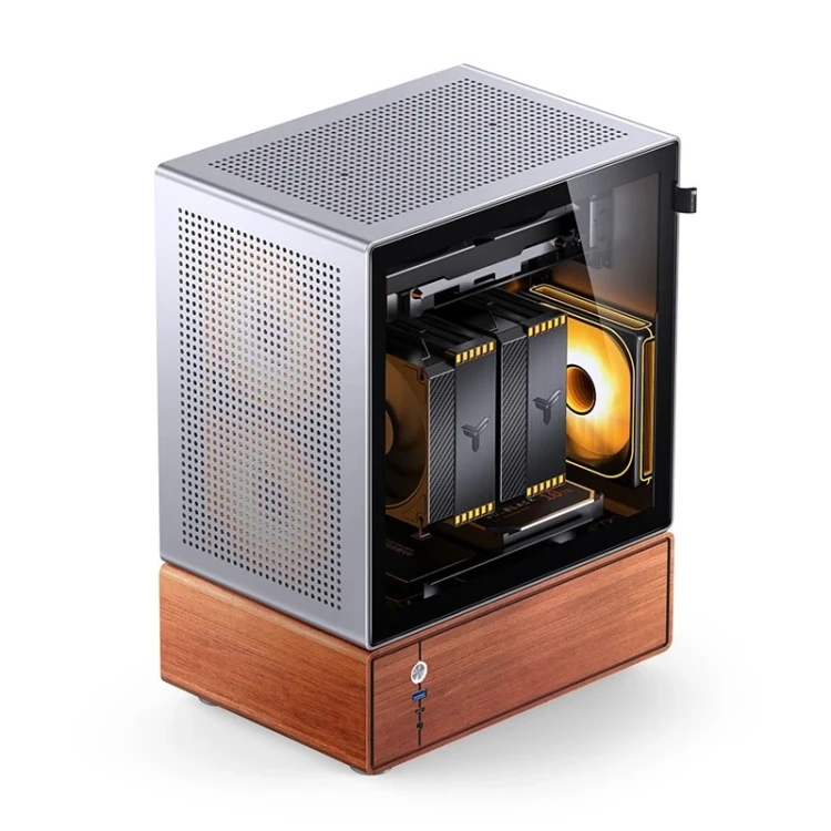 Obudowa PC Jonsbo T7, Midi-Tower, mATX, Szkło Hartowane - srebrne