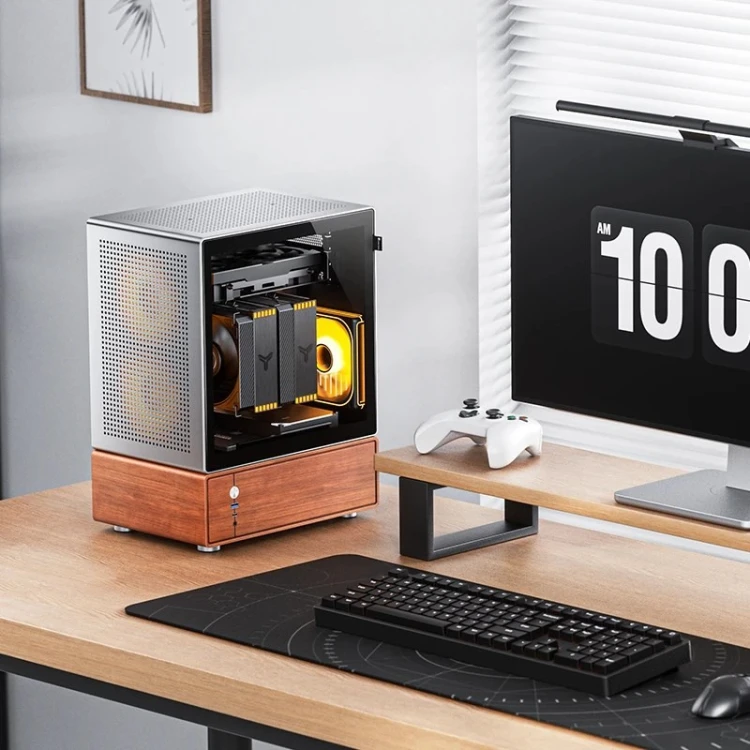 Obudowa PC Jonsbo T7, Midi-Tower, mATX, Szkło Hartowane - srebrne