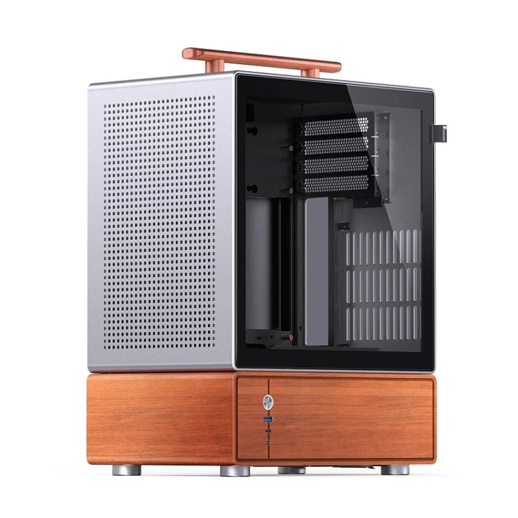 Obudowa PC Jonsbo T7, Midi-Tower, mATX, Szkło Hartowane - srebrne