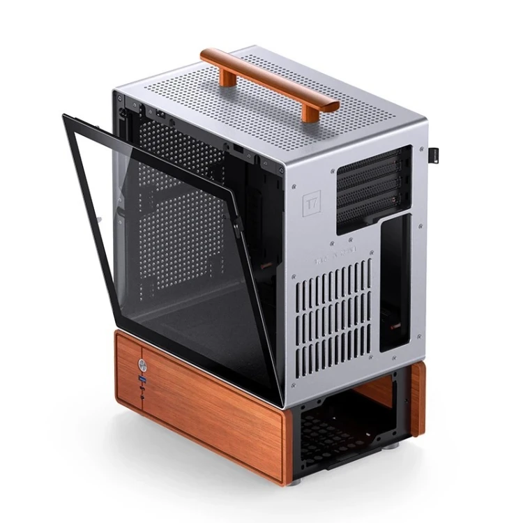 Obudowa PC Jonsbo T7, Midi-Tower, mATX, Szkło Hartowane - srebrne
