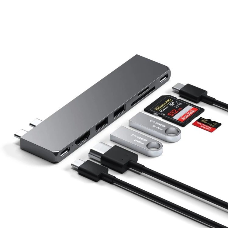 Hub Satechi Type-C Pro Hub Slim gwiezdna szarość - Smukła obudowa