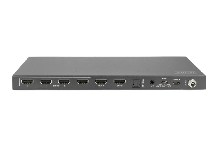 Przełącznik/Matrix HDMI 4/2-porty 4K 60Hz UHD HDR HDCP 2.2 EDID audio z pilotem