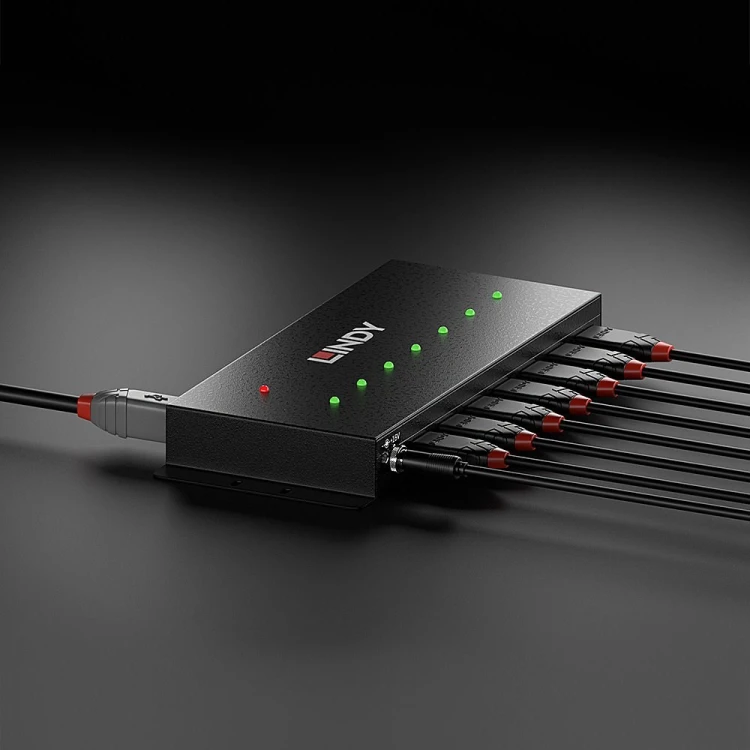 Lindy 7-portowy przemysłowy hub USB3.0 - Hub - 7 x SuperSpeed USB3.0 - Biurko