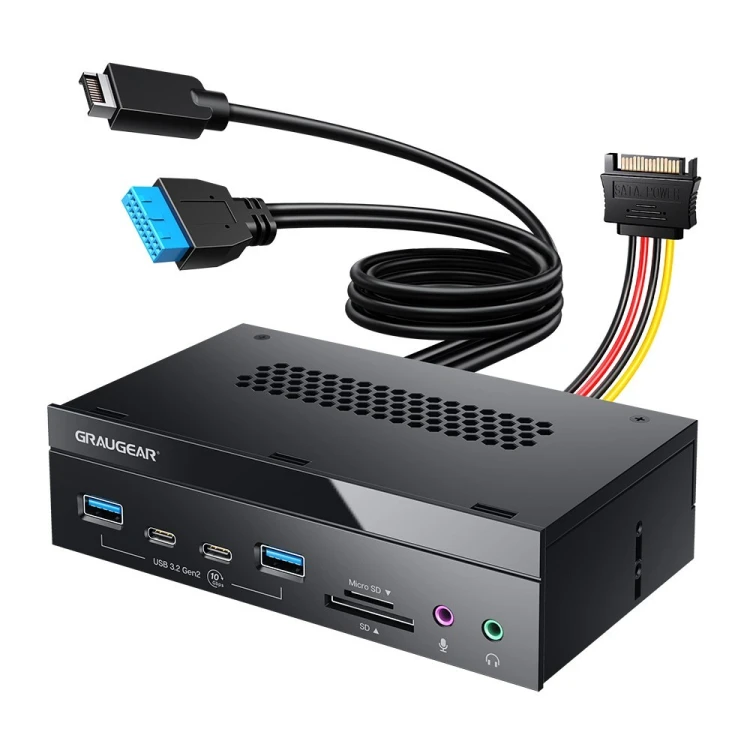 GRAUGEAR Panel frontowy 4-Fach + czytnik kart USB, SD, Micro