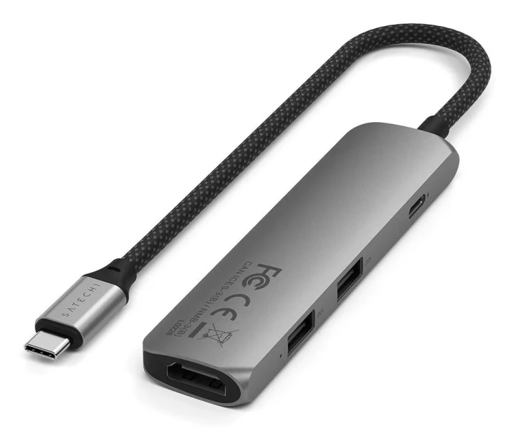 Aluminiowy adapter do urządzeń mobilnych USB-C Satechi 4-in-1 USB-C Slim Multiport Adapter 4K (space gray)