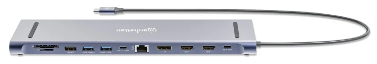 MANHATTAN Stacja dokująca 12-w-1 4K 1xHDMI 2xDP 3xUSB-A