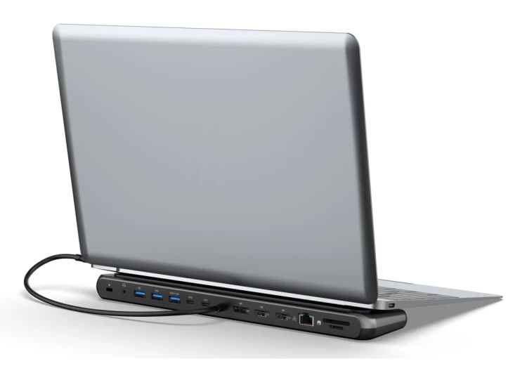 Stacja dokująca USB-C 12 portowa, max. 8K/30Hz z HDR, HDMI, DP, max. 3 monitory (MST), USB-C 3.2 Gen2, Gigabit Ethernet, SD/Micro SD, Audio, PD 100W