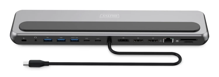 Stacja dokująca USB-C 12 portowa, max. 8K/30Hz z HDR, HDMI, DP, max. 3 monitory (MST), USB-C 3.2 Gen2, Gigabit Ethernet, SD/Micro SD, Audio, PD 100W