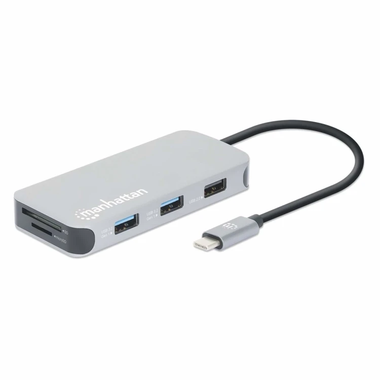 Stacja dokująca MANHATTAN USB-C 8 w 1 z zasilaniem USB 3.2 Gen 1 Type-C męski na żeński HDMI, trzy porty USB-A, gigabitowy port RJ45, port USB-C Power