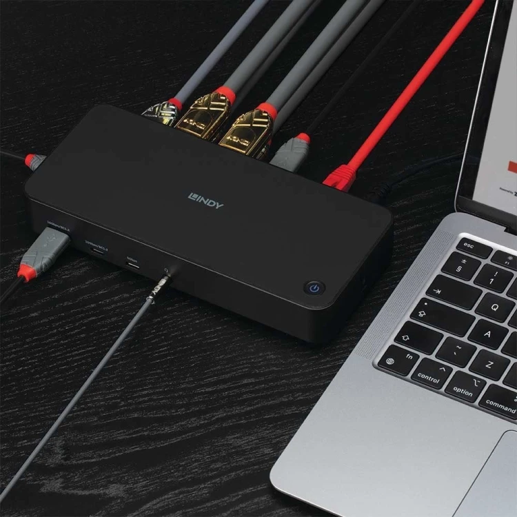 Uniwersalna, hybrydowa stacja dokująca USB typu C i A do laptopa z obsługą 3x4K (DP, HDMI)