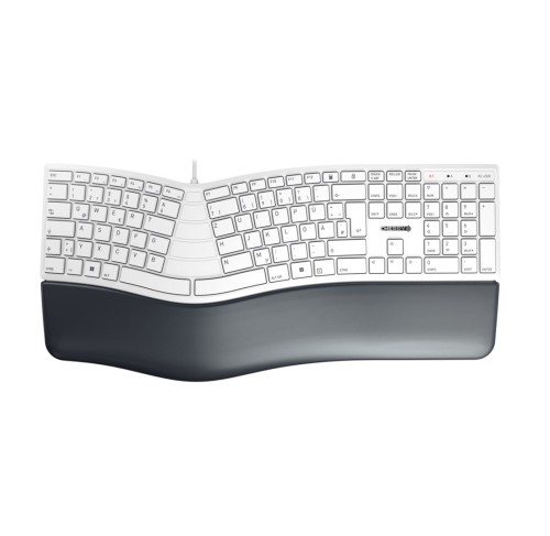Klawiatura CHERRY KC 4500 ERGO przewodowa niemiecka USB jasnoszara