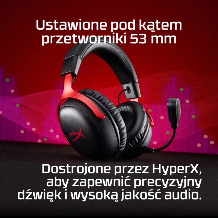 HyperX Cloud III Wireless – bezprzewodowy zestaw słuchawkowy do gier (czarno-czerwony)