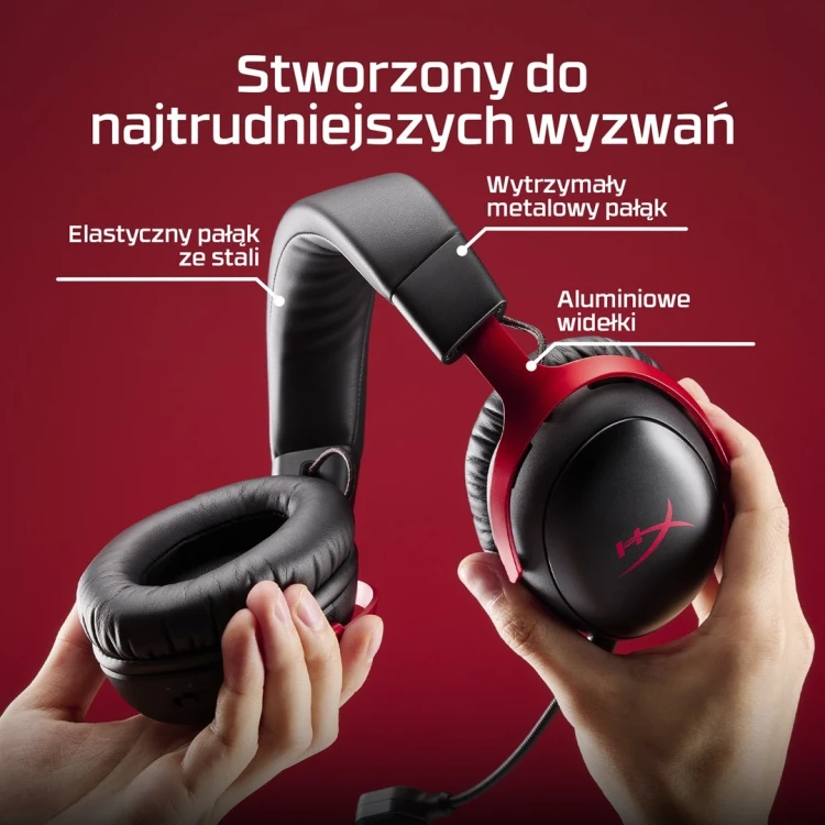 HyperX Cloud III Wireless – bezprzewodowy zestaw słuchawkowy do gier (czarno-czerwony)
