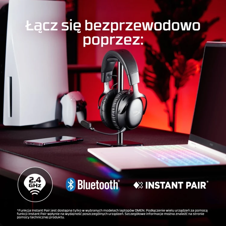 HyperX Cloud III Wireless – bezprzewodowy zestaw słuchawkowy do gier (czarno-czerwony)