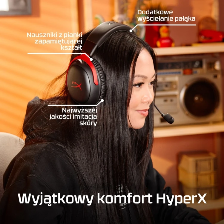 HyperX Cloud III Wireless – bezprzewodowy zestaw słuchawkowy do gier (czarno-czerwony)