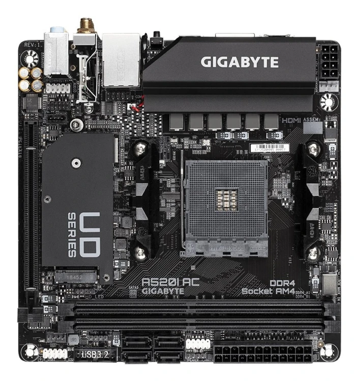 Gigabyte A520I AC płyta główna AMD A520 Socket AM4 mini ITX