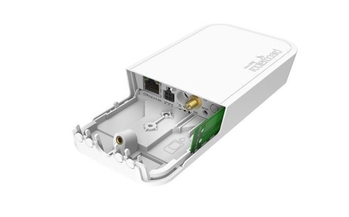 Router Mikrotik wAP LoRa8 kit - przepływność 300 Mbps, LAN 10/100 Mbps, zasilanie 9-30V, montaż na suficie, biała obudowa, antena wewn. i zewn., Ather