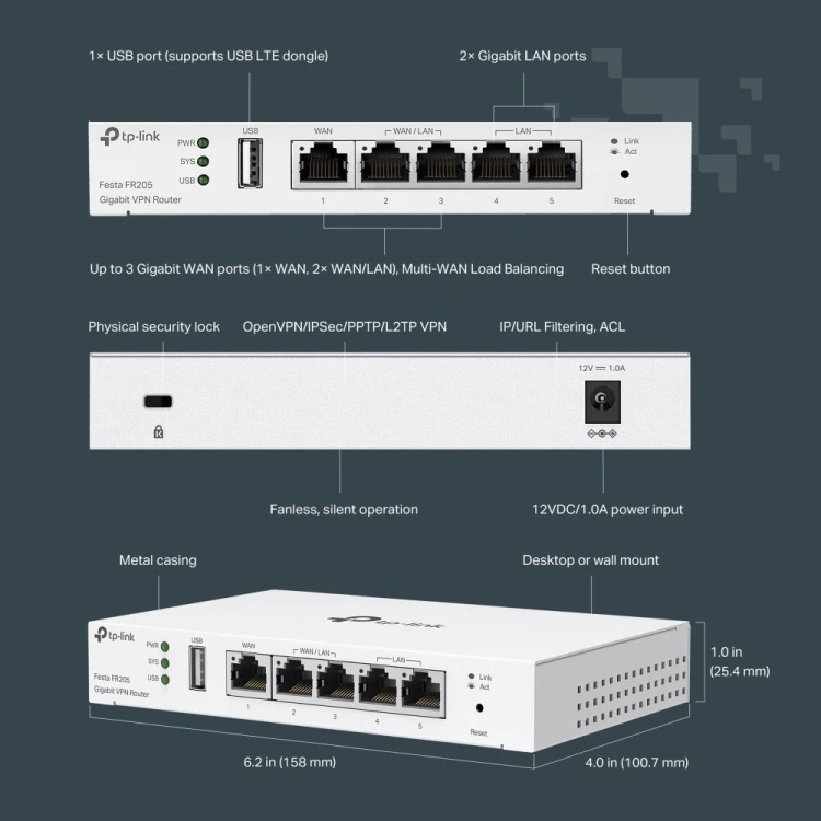 TP-Link Festa FR205 ruter 10 Gigabit Ethernet, 100 Gigabit Ethernet, Gigabit Ethernet Biały