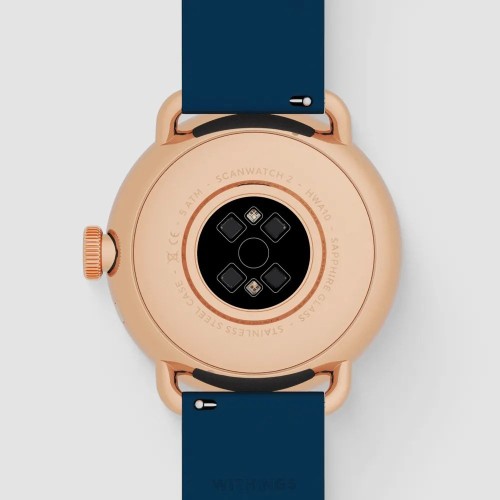 Zegarek Withings Scanwatch 2 - zegarek z funkcją EKG, pomiarem pulsu i SPO2 oraz mierzeniem aktywności fizycznej i snu (38mm, blue rose gold)