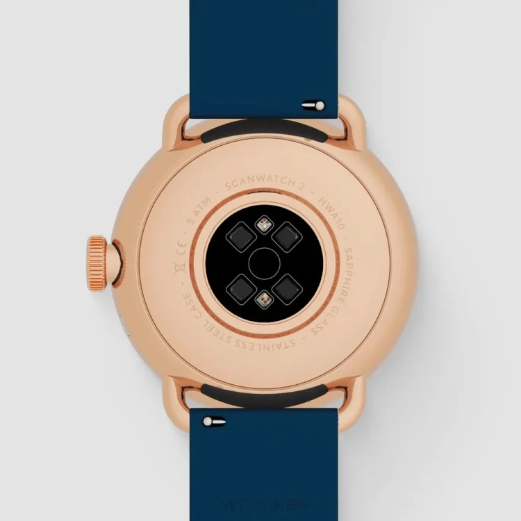 Zegarek Withings Scanwatch 2 - zegarek z funkcją EKG, pomiarem pulsu i SPO2 oraz mierzeniem aktywności fizycznej i snu (38mm, blue rose gold)