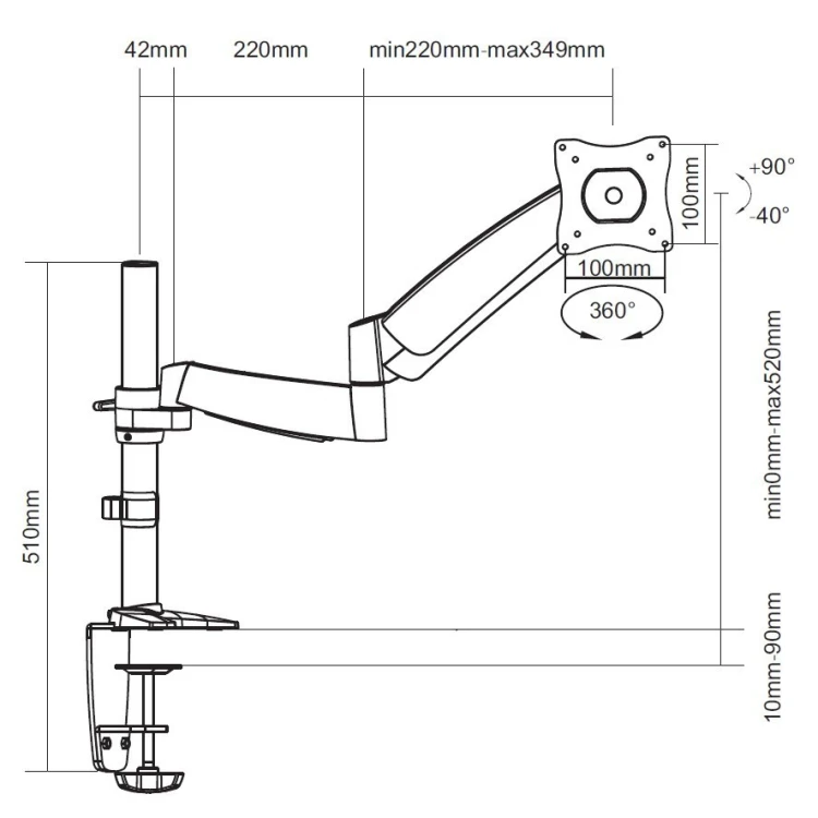 Uchwyt biurkowy Equip 650112 68,6 cm (27") Biały