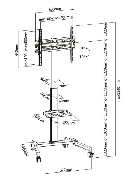 Uchwyt podłogowy do TV 32"-55"/35kg 1TFT 1Abl. czarny