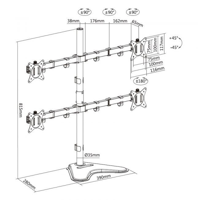 Stojak stołowy 17"-32" / 4TFT 360° przegubowy 9 kg lite Sprzedaż detaliczna