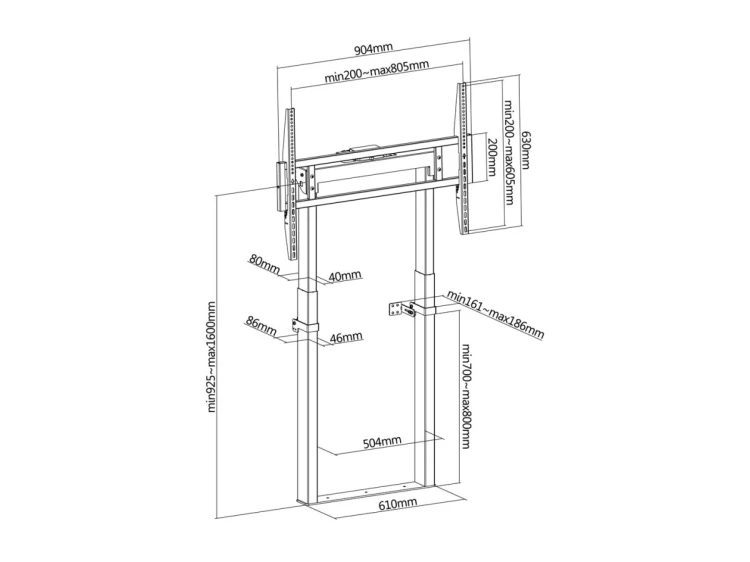Uchwyt ścienny Equip 55"-100"/1TFT 120kg 1Przegubowy góra-dół sw lite Sprzedaż detaliczna