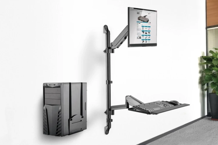 Ramię naścienne pojedyncze LCD+klawiatura, max.32"max. 8kg, uchylno-obrotowe