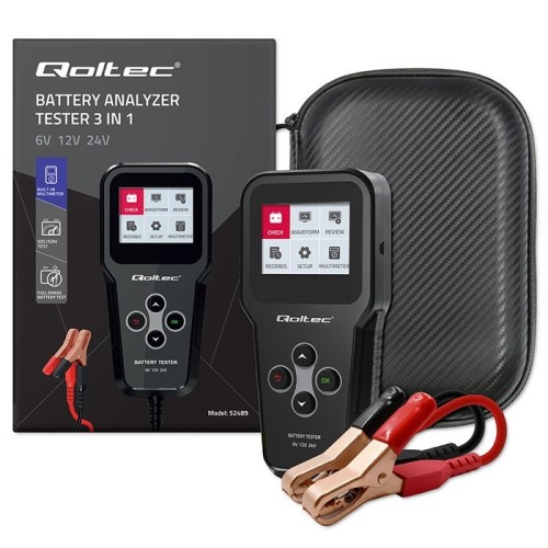 Qoltec Cyfrowy tester akumulatora 3w1 z LCD Polskie Menu 6V 12V 24V 10Ah-200Ah